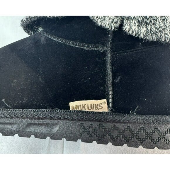 NWT Muk Luks Womens Janie Boot Size 8 Black Knit Cuff Button Accent - Picture 8 of 10